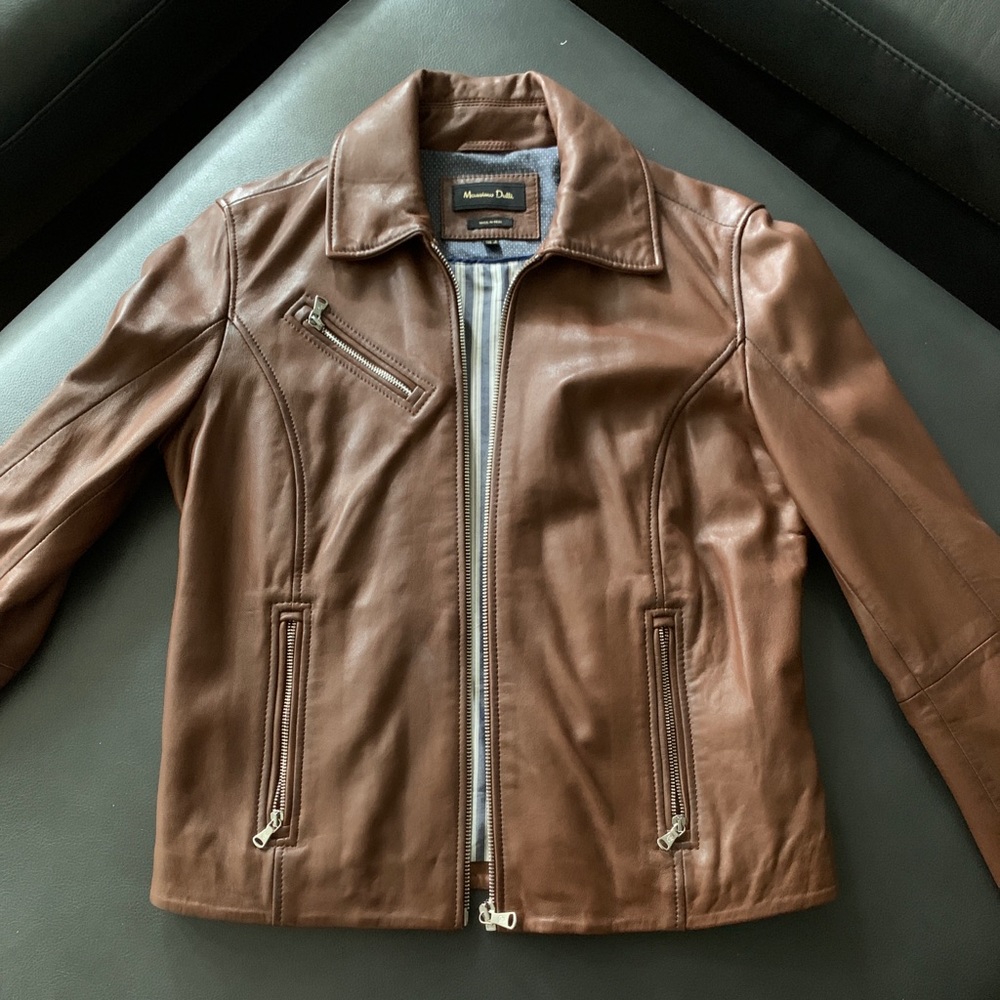 | MASSIMO DUTTI brown women’s leather jacket |